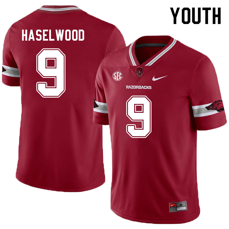 Youth #9 Jadon Haselwood Arkansas Razorbacks College Football Jerseys Sale-Alternate Cardinal